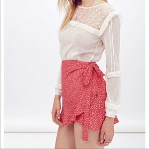 For Love and Lemons Red Star Print Wrap Skort L